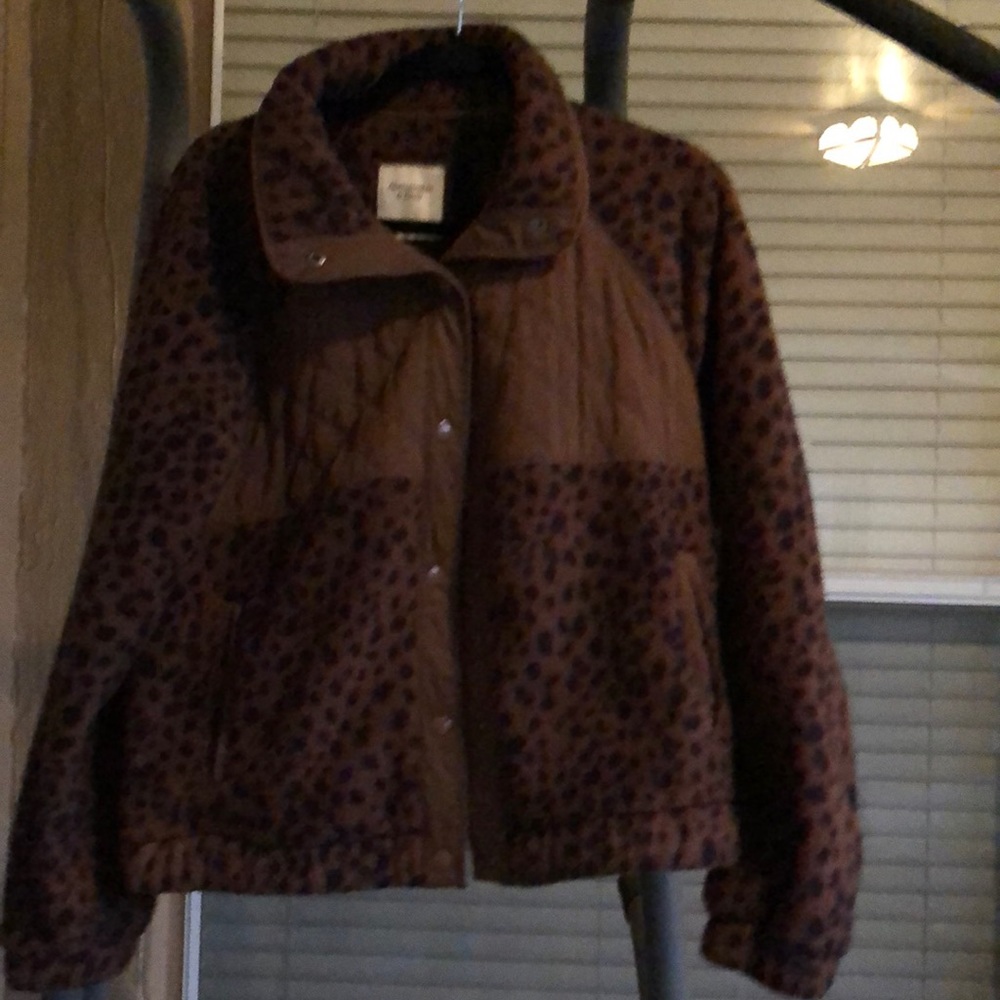 Abercrombie and Fitch cheetah print, button down fleece jacket.